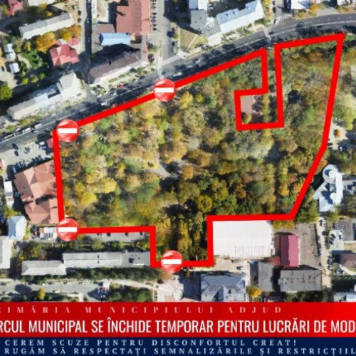 Parcul municipal din Adjud închis temporar pentru lucrări de modernizare