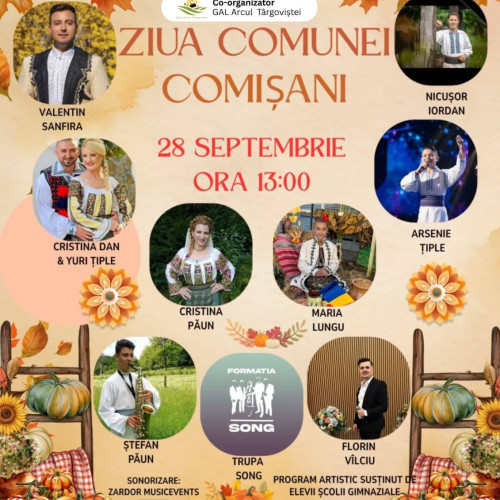 Comișani organizează ziua comunei cu muzică și tradiții pe 28 septembrie