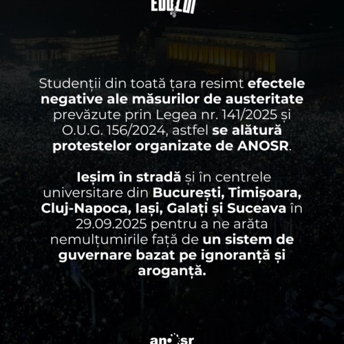 Studenții gălățeni protestează împotriva noilor măsuri de austeritate în educație