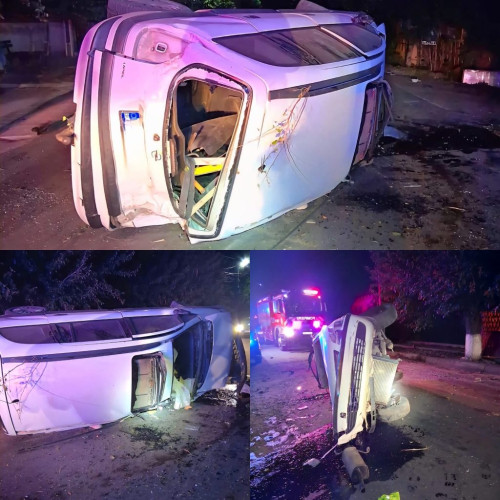 Accident cu răsturnare în Giurgiu: cinci tineri răniți transportați la spital