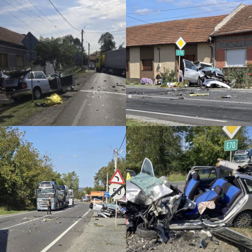 Accident mortal pe DN 6 în Caraș-Severin după coliziunea dintre un autoturism și un ansamblu de vehicule