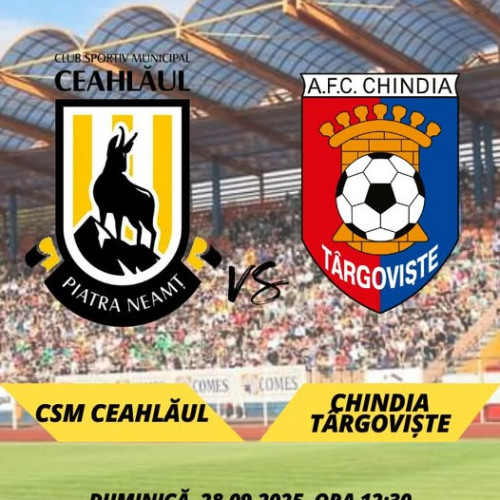 CSM Ceahlăul joacă acasă cu Chindia Târgovişte în etapa a 8-a