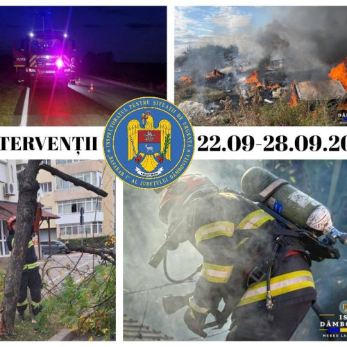 Pompierii dâmbovițeni au intervenit în aproape 300 de situații în doar o săptămână