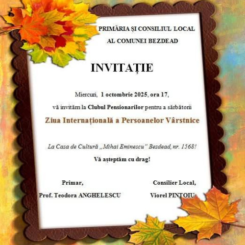 Bezdead sărbătorește Ziua Internațională a Persoanelor Vârstnice cu un eveniment special