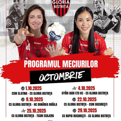 Programul meciurilor echipei Gloria Bistrița în octombrie la handbal