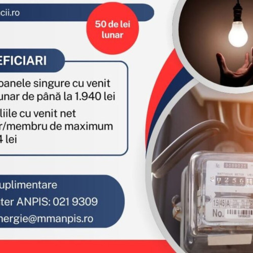 Sprijin financiar pentru plata facturilor de energie în 2025 și 2026