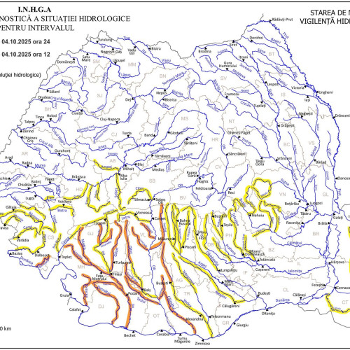 Cod portocaliu și galben de inundații în mai multe județe din țară