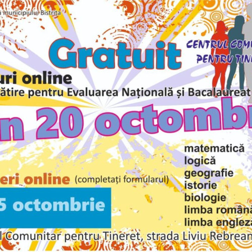 Cursuri gratuite de pregătire pentru elevi încep la Centrul Comunitar pentru Tineret