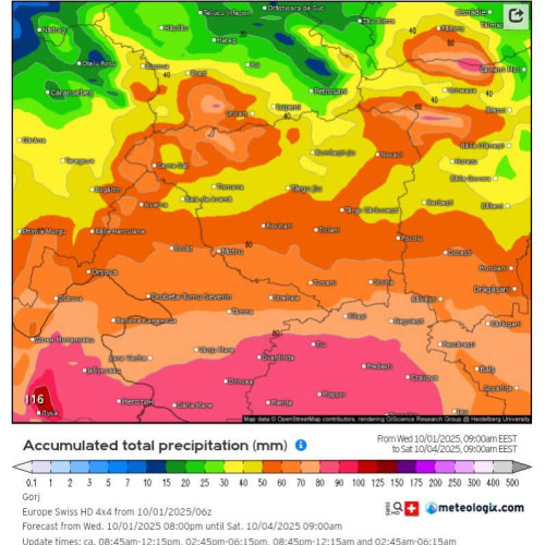 Atenționare de ploi și ninsori importante în județul Gorj până sâmbătă dimineață