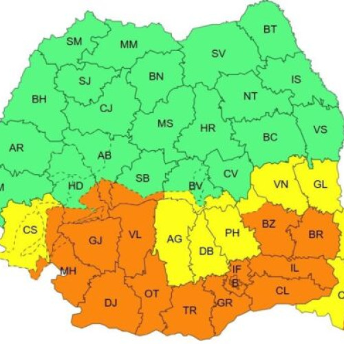 Cod portocaliu și galben de ploi, vânt și inundații în mai multe județe