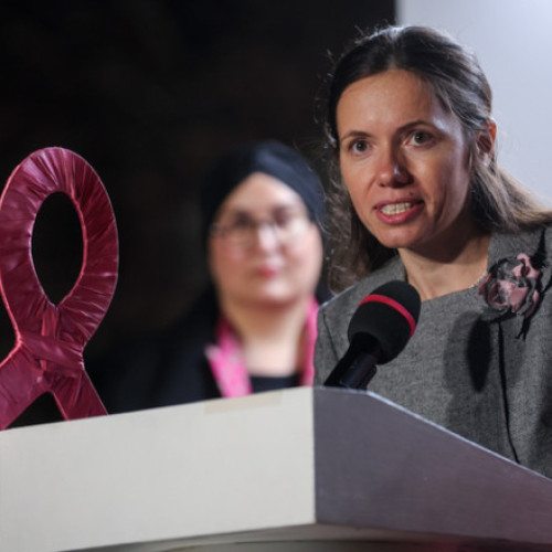 Palatul Cotroceni iluminat în roz de Ziua Luptei împotriva Cancerului de Sân