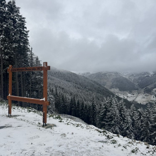 A nins în zona montană înaltă a județului, strat de zăpadă de 3 cm