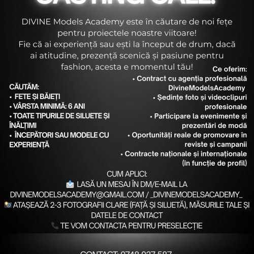Târgu Jiu atrage noi talente la un casting organizat de DIVINE Models Academy
