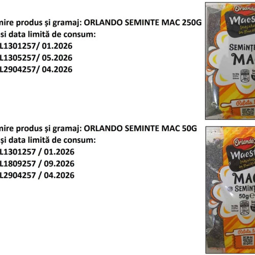 Retrase de pe piață mai multe loturi de semințe de mac cu niveluri ridicate de alcaloizi