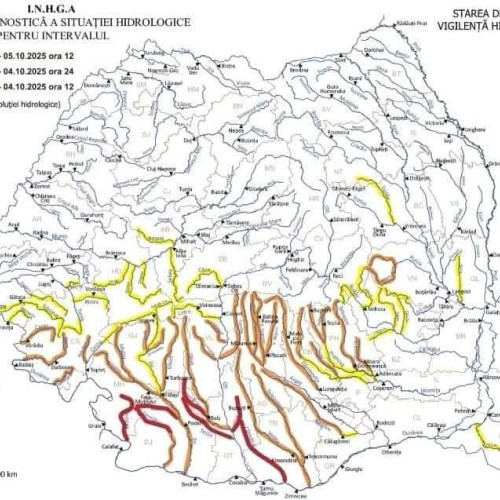 Coduri galben și portocaliu de inundații emise pentru județul Dâmbovița