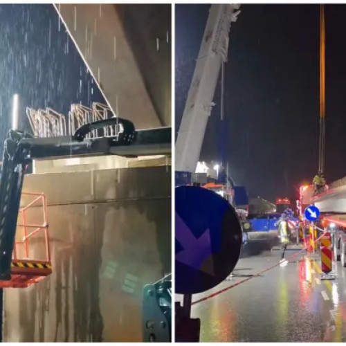 Ultima grindă a pasajului pentru Spitalul Regional din Cluj, montată cu succes