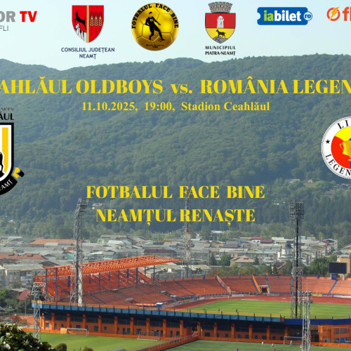 Meci caritabil la Piatra Neamț cu Ceahlăul OldBoys și România Legends