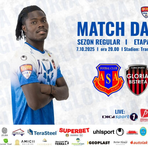 Gloria și ASA Târgu Mureș se înfruntă în etapa de marți seară