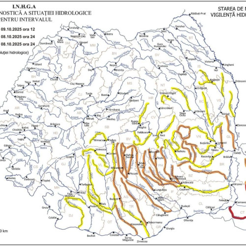 Cod roșu hidrologic emis pentru râurile din județul Constanța, cod portocaliu pentru Dâmbovița