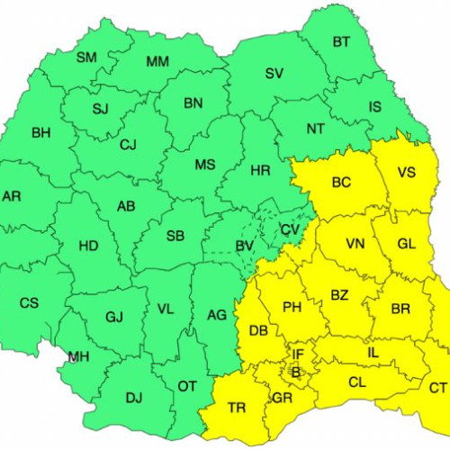 Cod portocaliu și galben de ploi și vânt anunțat pentru zona Bacău