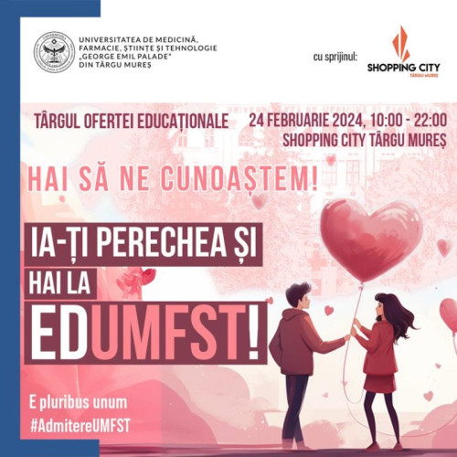 Viața de student la EDUMFST Tg.Mureș va fi prezentată la Târgul educațional de mâine, la ediția a treia la City Mall orele 10:00-22:00! Studenții împărtășesc din experiența lor alături de oferte și informații pentru anul 2024-2025!