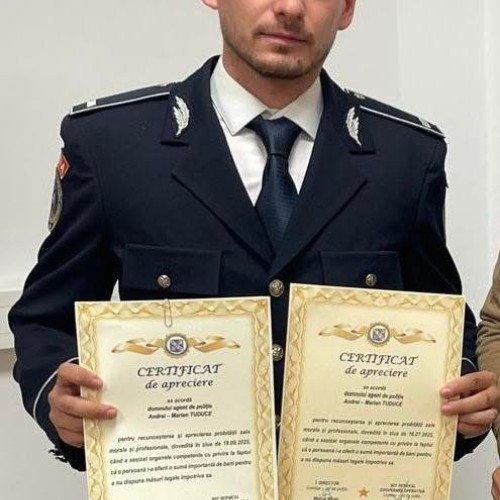 Agentul de poliție din Timiș refuză mită de două ori și primește distincții