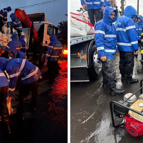 Jandarmii din Constanța au intervenit pentru prevenirea inundațiilor pe mai multe străzi