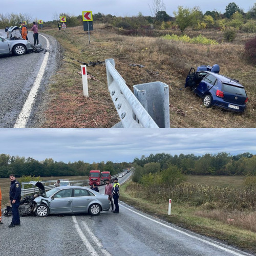 Accident frontal pe DN 67 în comuna Scoarța soldat cu trei răniți