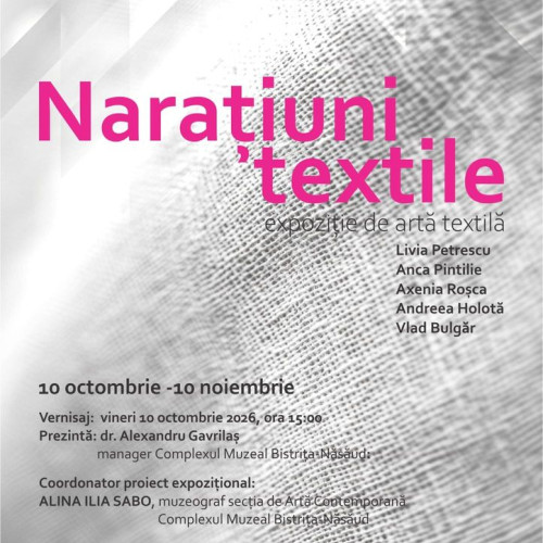 Expoziție de artă textilă contemporană la Bistrița, deschisă din 10 octombrie