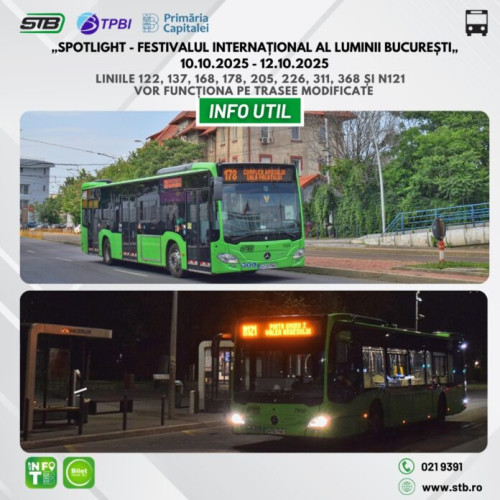 Trafic restricționat pe mai multe străzi din București pentru Festivalul Internațional al Luminii