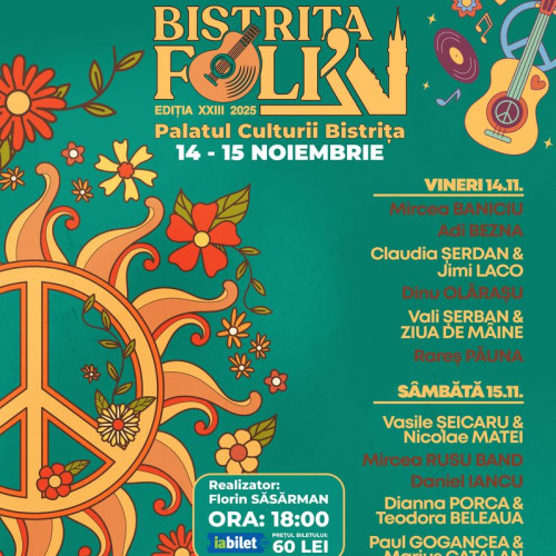 Festivalul folk de la Bistrița aduce pe scenă artiști cunoscuți și noi talente