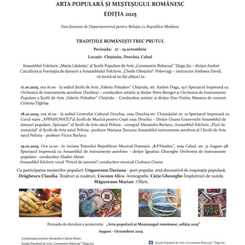 Proiect cultural românesc în Republica Moldova pentru promovarea tradițiilor și identității