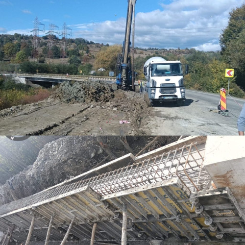 Lucrări de consolidare pe DN 67, în zona Polovragi