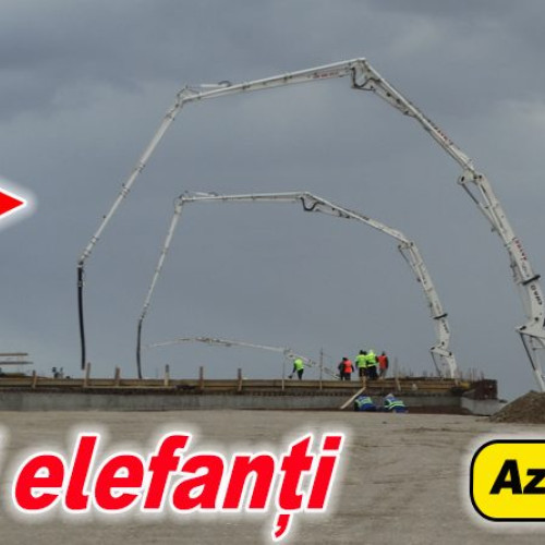 Se toarnă beton pentru noul pod de pe autostrada Buzău-București