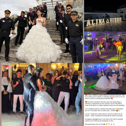 Aluna Chirculescu oferă o călătorie în Dubai după nunta de la Motru cu tematică aviație