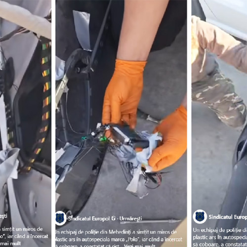 Aparatură improvizată în mașina polițiștilor din Mehedinți a provocat scurtcircuit