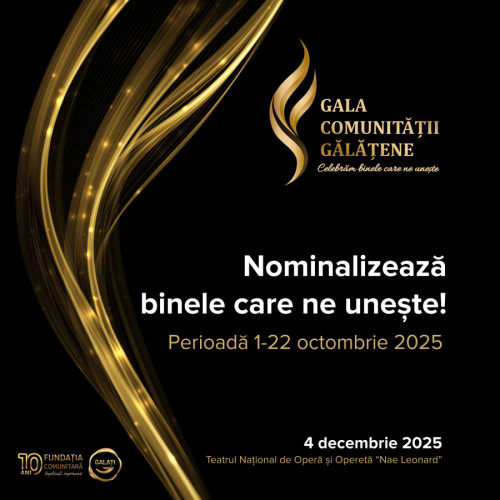 Gălățenii pot nominaliza personalități și organizații pentru Gala Comunității Gălățene 2025