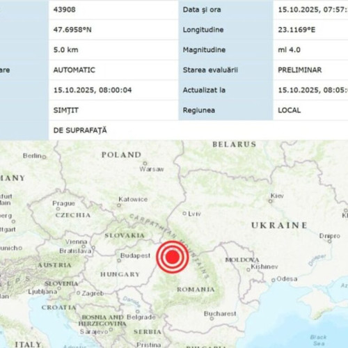 Cutremur de magnitudine 4,0 în zona Satu Mare, fără pagube sau victime