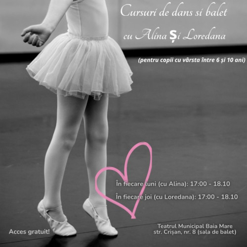 Reîncep cursurile gratuite de dans și balet pentru copii la Teatrul Municipal Baia Mare