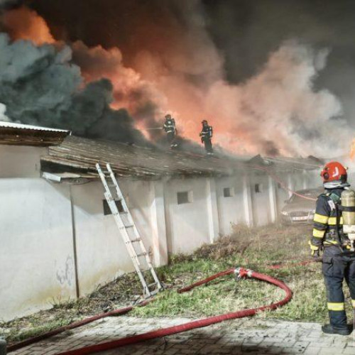 Pompierii botoșăneni ajută la stingerea incendiului din comuna Dumbrăveni, Suceava
