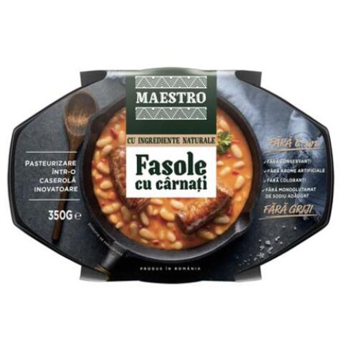 Carrefour retrage fasolea cu cârnați Maestro din cauza suspiciunii unui corp străin