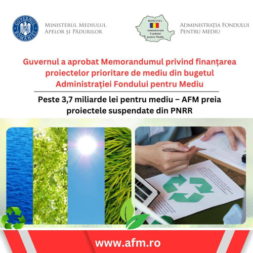 Guvernul alocă peste 3,7 miliarde lei pentru proiecte de mediu esențiale