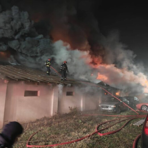 Incendiu provocat la halele unei societăți din Dumbrăveni