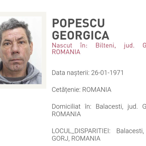 Bărbat din Gorj dat dispărut după ce a plecat de acasă în octombrie