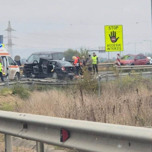 Accident rutier pe autostrada A1 la ieșirea spre Mediaș, trafic blocat