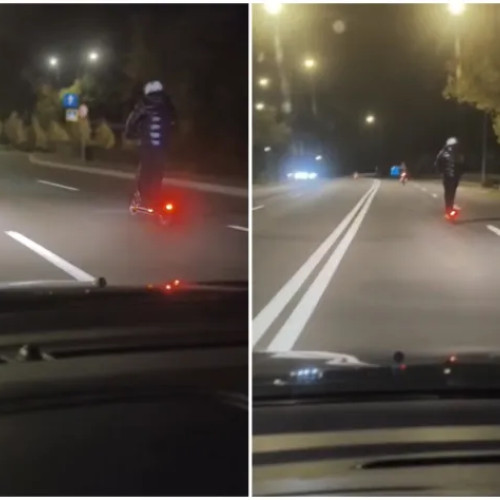 Tânăr pe trotinetă și motocicletă cu numere galbene, filmate în trafic pe varianta Grigorescu–Mănăștur
