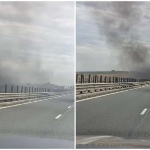 Incendiu de deșeuri sub autostrada A3 între Gilău și Turda