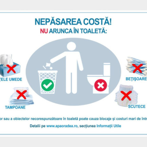 Compania de Apă Oradea avertizează asupra impactului aruncării necorespunzătoare a deșeurilor