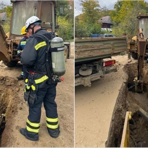 Conductă de gaze fisurată în stațiunea Băile Olănești, intervenție promptă a pompierilor