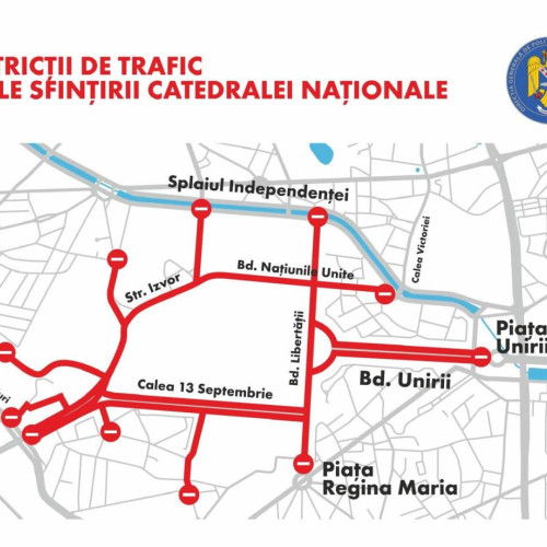 Restricții de trafic în centrul Capitalei pentru Zilele Sfințirii Catedralei Naționale